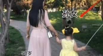 50岁“仙女奶奶”带娃出门，腰围比2岁小孙女还细，宝妈酸了